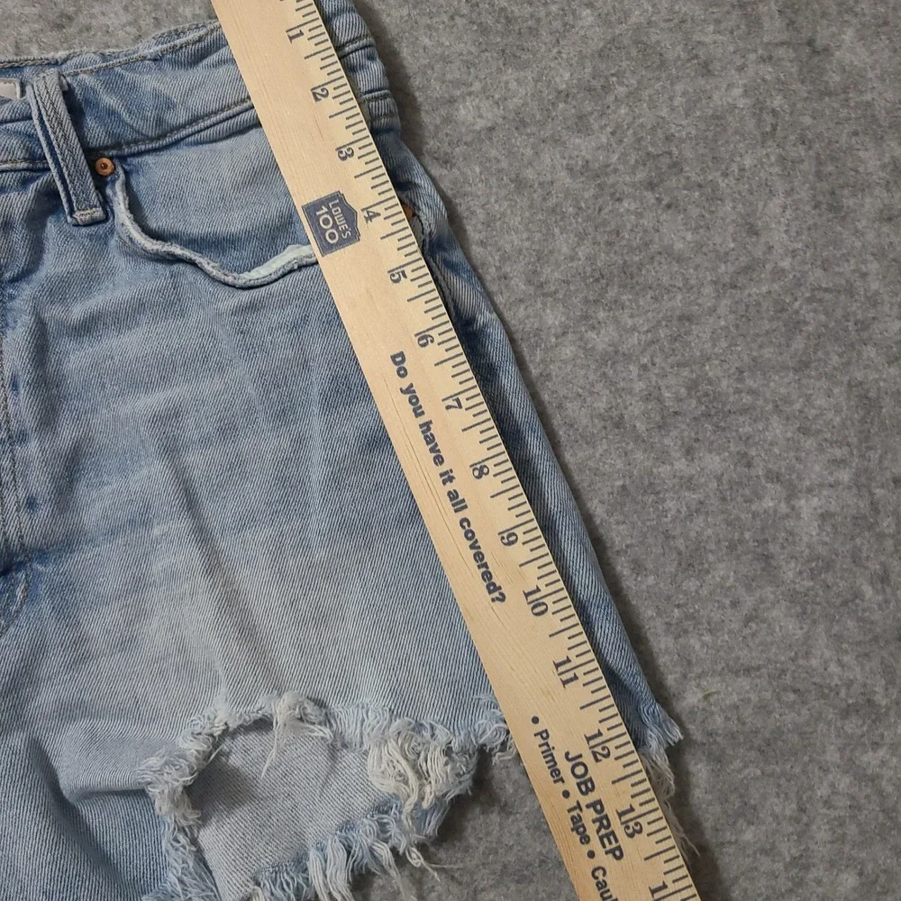 Mother Tomcat Kick Fray Shorts Women 28 Light Blue Ultra High Waist Distressed